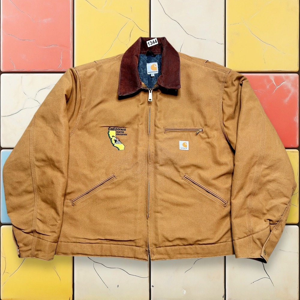 Vintage Carhartt Detroit Jacket J001 BRN Mens XL Brown USA Duck Blanket Lined